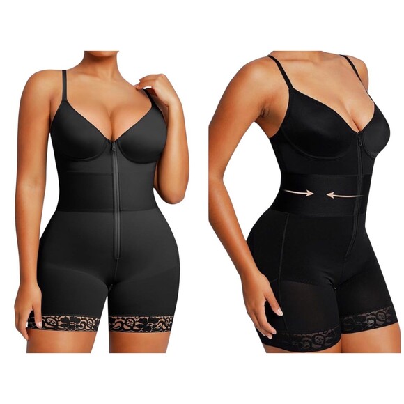 SHAPELLX Women's Bodysuit Tummy Control Bum Lifting Deep V Neck Body Shaper 6XL - Picture 5 of 11